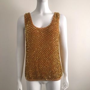 Vintage beaded gold tank sweater